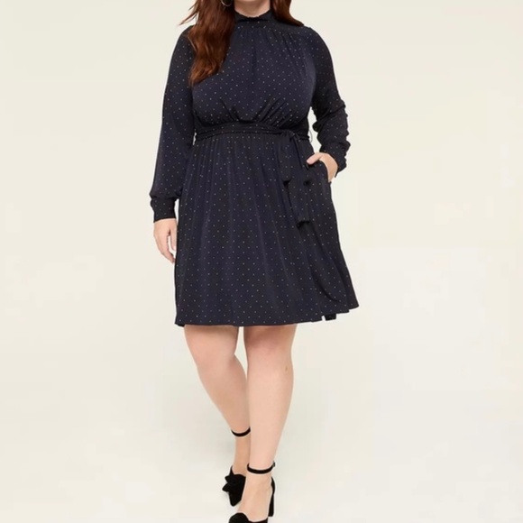 Lane Bryant Navy Mock Neck Embellished Dress - Picture 1 of 6